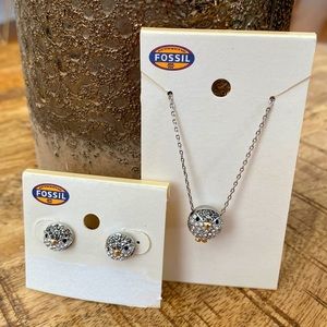 Fossil Party Animals Owl Necklace and Earring Bundle